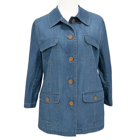 Sigrid Olsen Plus Blue Denim Women's Blazer with 3/4 Sleeves - NWT - Size 18W - Picture 1 of 12